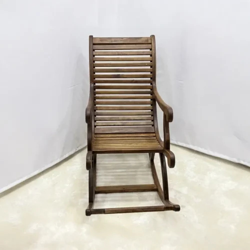 Ceviz Ahşap Sallanır Sandalye – 57x130x120 cm El Yapımı Rahat Oturumlu Ahşap Rocking Chair | Klasik