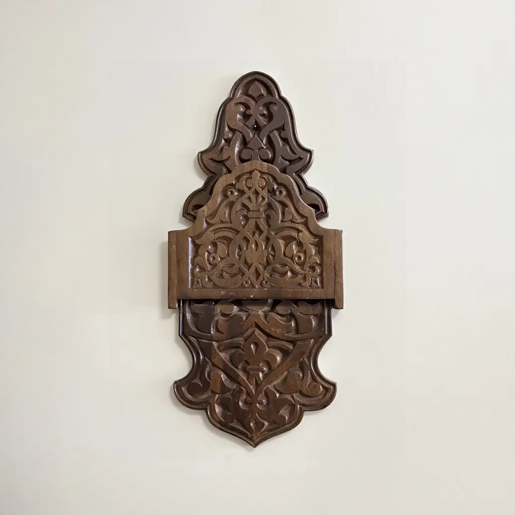 Maraş El Oyma Büyük Ceviz Kavukluk – 66x30x25.5 cm Duvara Monte Dekoratif Raf - Görsel 2