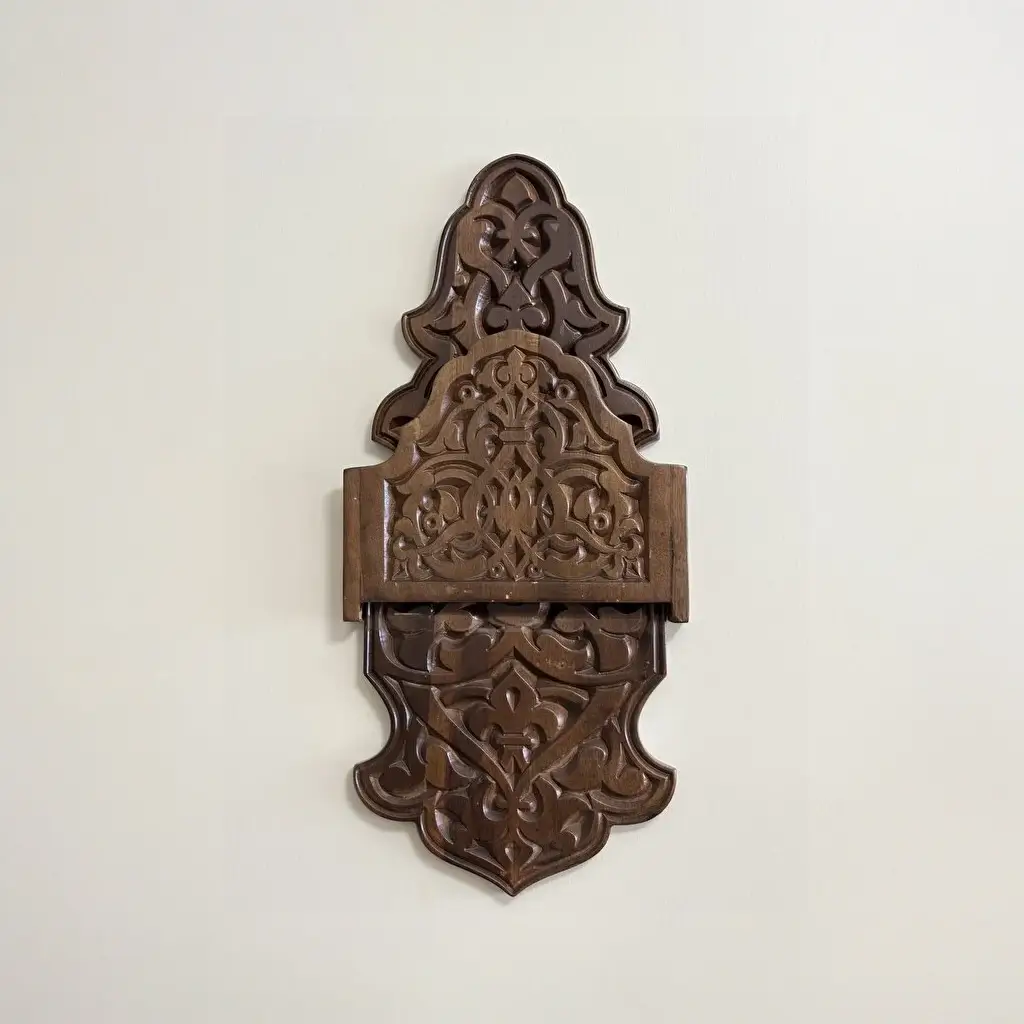 Maraş El Oyma Büyük Ceviz Kavukluk – 66x30x25.5 cm Duvara Monte Dekoratif Raf - Görsel 7